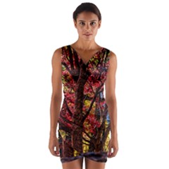 Autumn Colorful Nature Trees Wrap Front Bodycon Dress by Sudhe