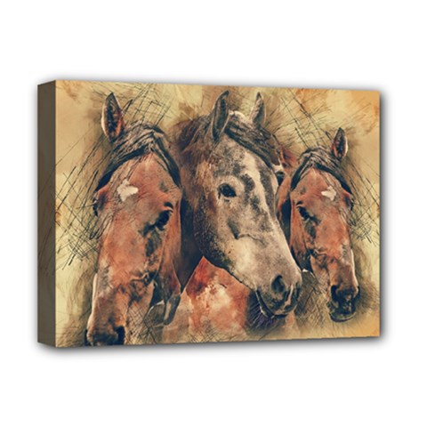 Head Horse Animal Vintage Deluxe Canvas 16  X 12  (stretched) 