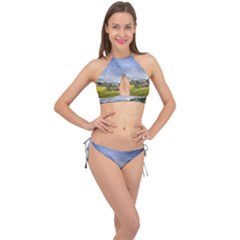 Vietnam Terraces Rice Silk Cross Front Halter Bikini Set by Sudhe