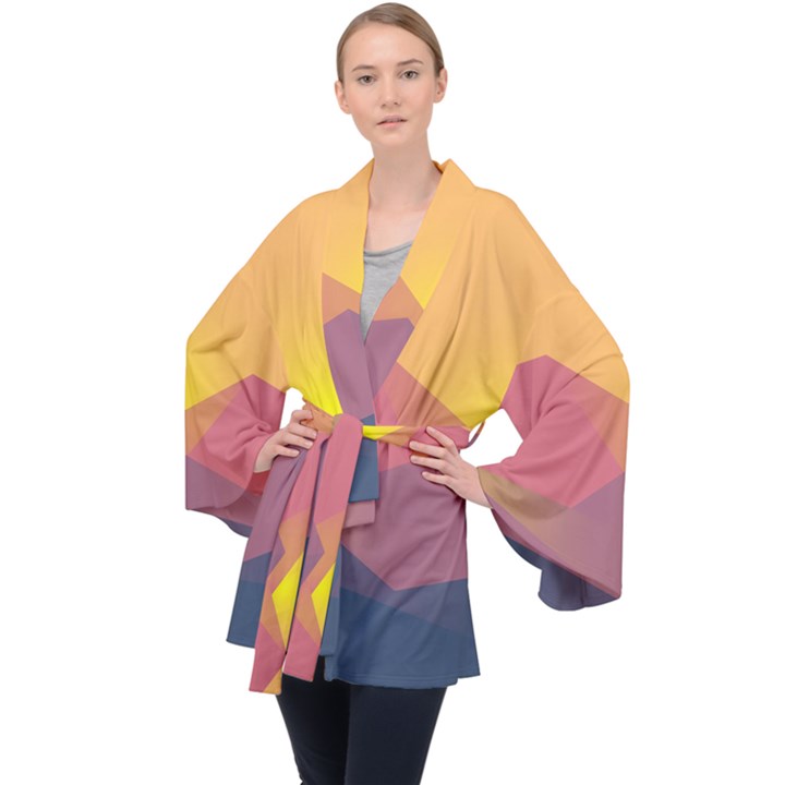 Image Sunset Landscape Graphics Velvet Kimono Robe
