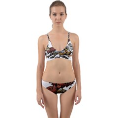 Transparent Background Bird Wrap Around Bikini Set by Sudhe