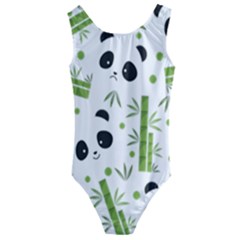 Giant Panda Bear Bamboo Icon Green Bamboo Kids  Cut-out Back One Piece Swimsuit by Sudhe