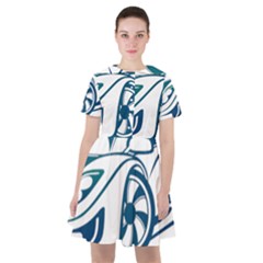 Blue Vector Car Sailor Dress by Sudhe