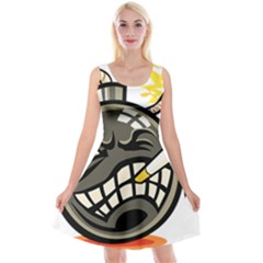 Smoking Cartoon Evil Bomb Cartoon Reversible Velvet Sleeveless Dress by Sudhe