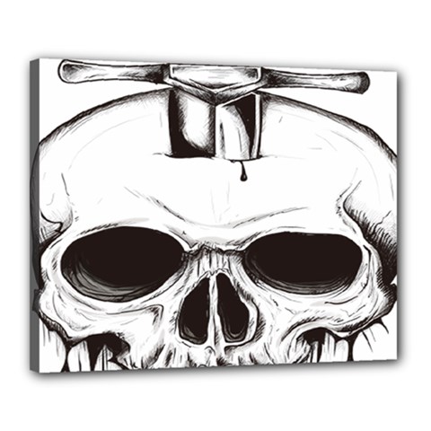 Skull Knife Euclidean Vector Skull Sword Inserted Canvas 20  X 16  (stretched)