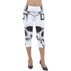 Skull Knife Euclidean Vector Skull Sword Inserted Lightweight Velour Capri Leggings  by Sudhe