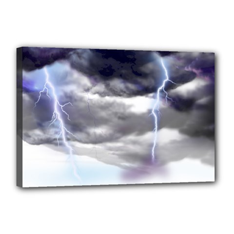 Thunder And Lightning Weather Clouds Painted Cartoon Canvas 18  X 12  (stretched) by Sudhe