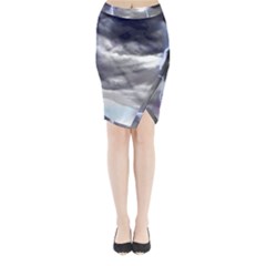 Thunder And Lightning Weather Clouds Painted Cartoon Midi Wrap Pencil Skirt by Sudhe