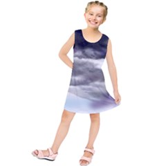Thunder And Lightning Weather Clouds Painted Cartoon Kids  Tunic Dress by Sudhe