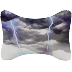Thunder And Lightning Weather Clouds Painted Cartoon Seat Head Rest Cushion by Sudhe
