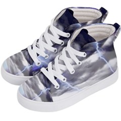 Thunder And Lightning Weather Clouds Painted Cartoon Kids  Hi-top Skate Sneakers by Sudhe