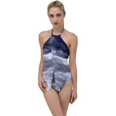 Thunder And Lightning Weather Clouds Painted Cartoon Go With The Flow One Piece Swimsuit by Sudhe