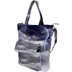 Thunder And Lightning Weather Clouds Painted Cartoon Shoulder Tote Bag by Sudhe