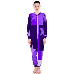 Purple Stars Pattern Shape Onepiece Jumpsuit (ladies)  by Alisyart