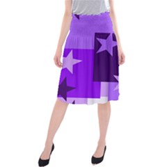 Purple Stars Pattern Shape Midi Beach Skirt