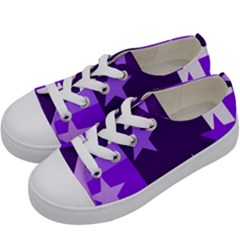 Purple Stars Pattern Shape Kids  Low Top Canvas Sneakers