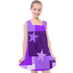 Purple Stars Pattern Shape Kids  Cross Back Dress