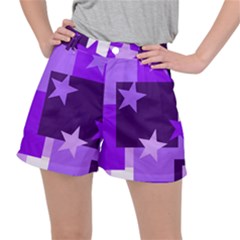 Purple Stars Pattern Shape Stretch Ripstop Shorts by Alisyart