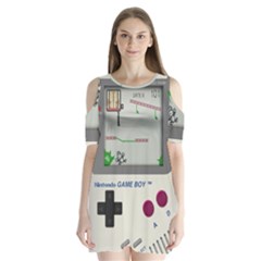 Game Boy White Shoulder Cutout Velvet One Piece by Sudhe