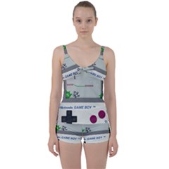 Game Boy White Tie Front Two Piece Tankini by Sudhe