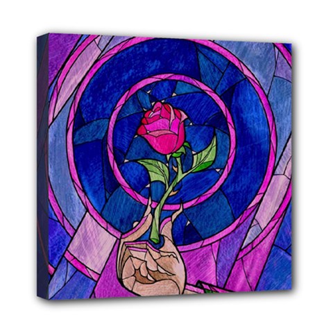 Enchanted Rose Stained Glass Mini Canvas 8  X 8  (stretched) by Sudhe