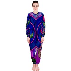 Enchanted Rose Stained Glass Onepiece Jumpsuit (ladies)  by Sudhe