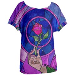 Enchanted Rose Stained Glass Women s Oversized Tee by Sudhe