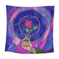 Enchanted Rose Stained Glass Square Tapestry (large) by Sudhe