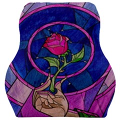 Enchanted Rose Stained Glass Car Seat Velour Cushion  by Sudhe