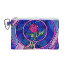 Enchanted Rose Stained Glass Canvas Cosmetic Bag (medium)