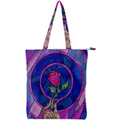 Enchanted Rose Stained Glass Double Zip Up Tote Bag by Sudhe