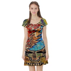 Grateful Dead Rock Band Short Sleeve Skater Dress by Sudhe