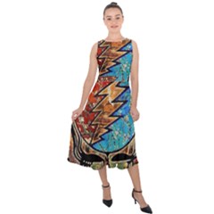 Grateful Dead Rock Band Midi Tie-back Chiffon Dress by Sudhe