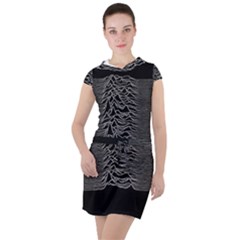 Grayscale Joy Division Graph Unknown Pleasures Drawstring Hooded Dress by Sudhe