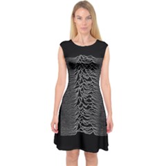 Grayscale Joy Division Graph Unknown Pleasures Capsleeve Midi Dress by Sudhe