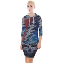 Grateful Dead Logo Quarter Sleeve Hood Bodycon Dress by Sudhe