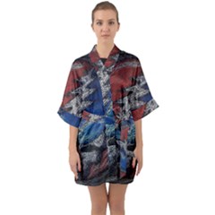 Grateful Dead Logo Quarter Sleeve Kimono Robe by Sudhe