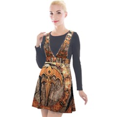 Queensryche Heavy Metal Hard Rock Bands Logo On Wood Plunge Pinafore Velour Dress