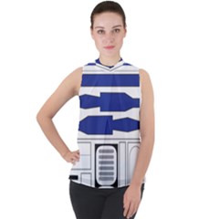 R2 Series Astromech Droid Mock Neck Chiffon Sleeveless Top by Sudhe