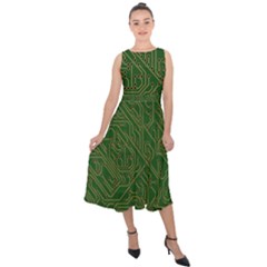 Circuit Board Electronics Draft Midi Tie-back Chiffon Dress by Pakrebo