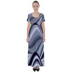 Waves Black And White Modern High Waist Short Sleeve Maxi Dress by Pakrebo