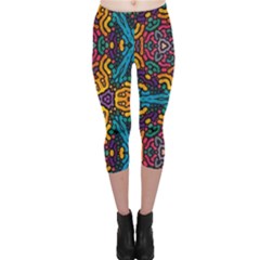 Grubby Colors Kaleidoscope Pattern Capri Leggings  by Pakrebo