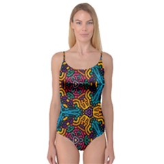 Grubby Colors Kaleidoscope Pattern Camisole Leotard  by Pakrebo