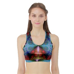 Fractal Fractal Background Design Sports Bra With Border by Pakrebo