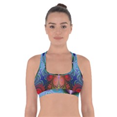 Fractal Fractal Background Design Cross Back Sports Bra by Pakrebo