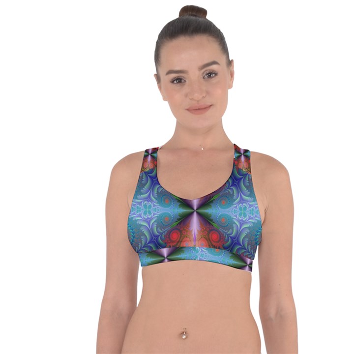 Fractal Fractal Background Design Cross String Back Sports Bra