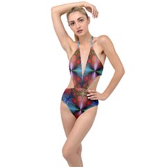 Fractal Fractal Background Design Plunging Cut Out Swimsuit by Pakrebo