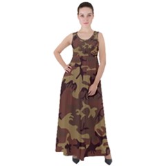 Camo Dark Brown Empire Waist Velour Maxi Dress