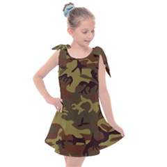 Camo Green Brown Kids  Tie Up Tunic Dress by retrotoomoderndesigns