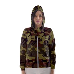 Camo Green Brown Hooded Windbreaker (women) by retrotoomoderndesigns